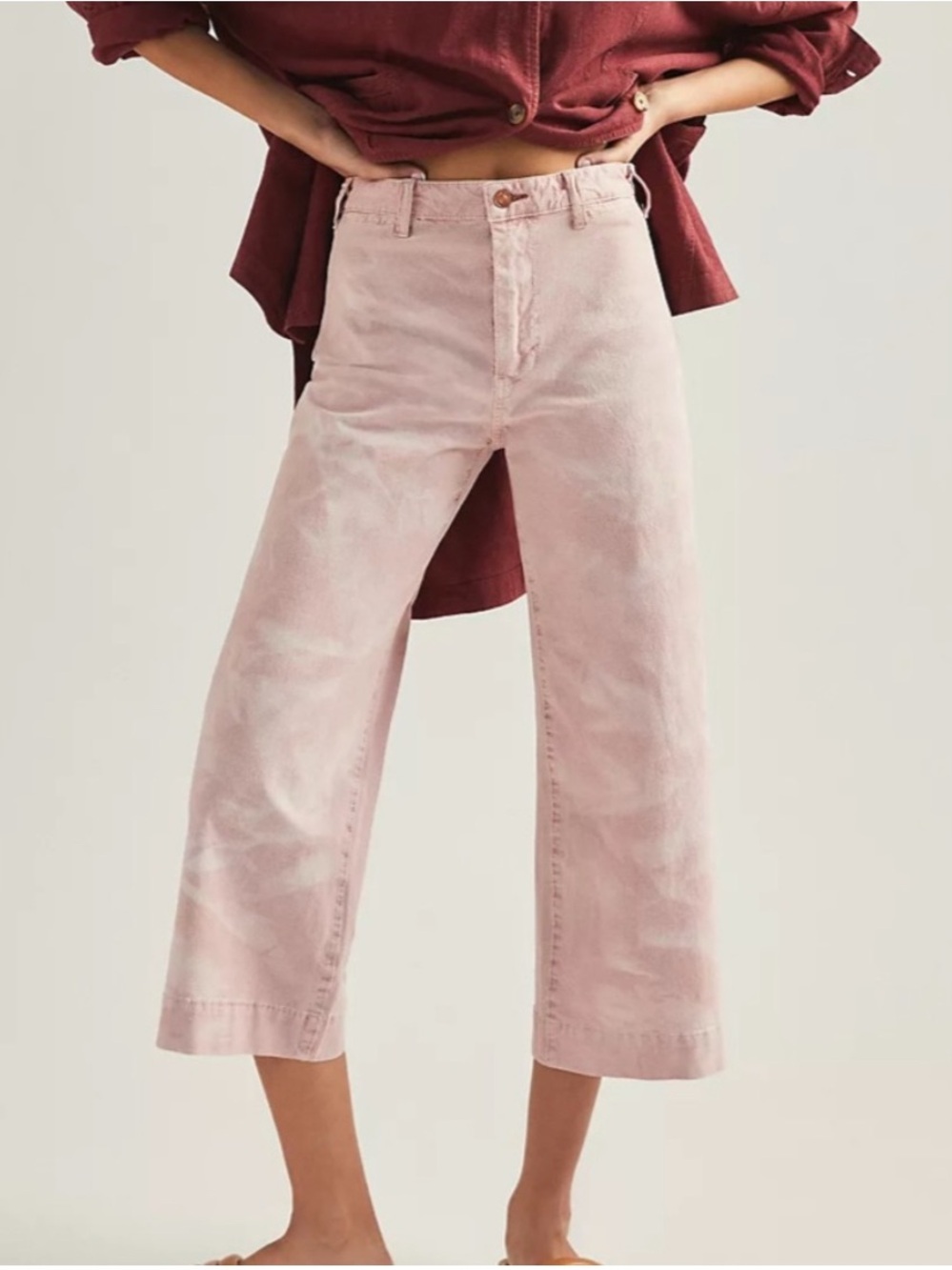 ANTHROPOLOGIE PILCRO JAMES CROPPED WIDE-LEG TROUSERS, SIZE 29